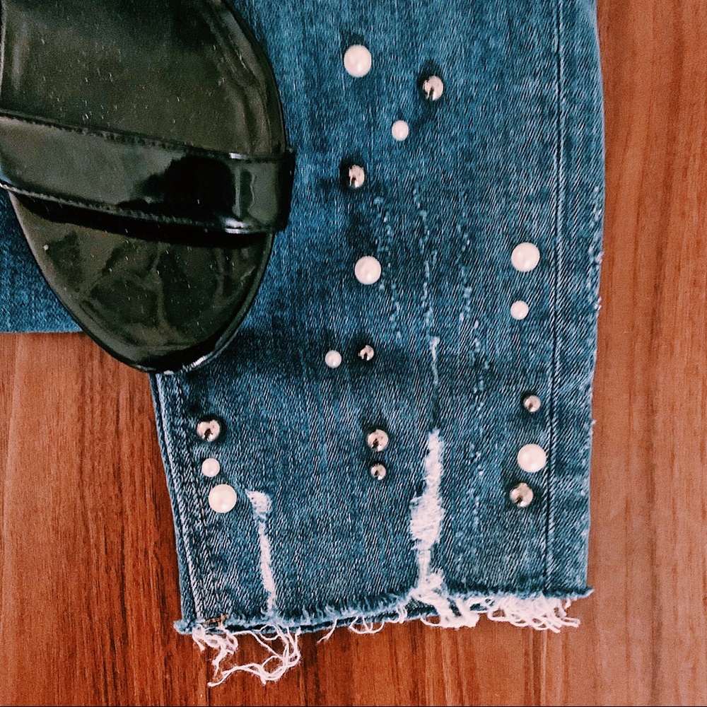 Zara Pearled Blue Jeans